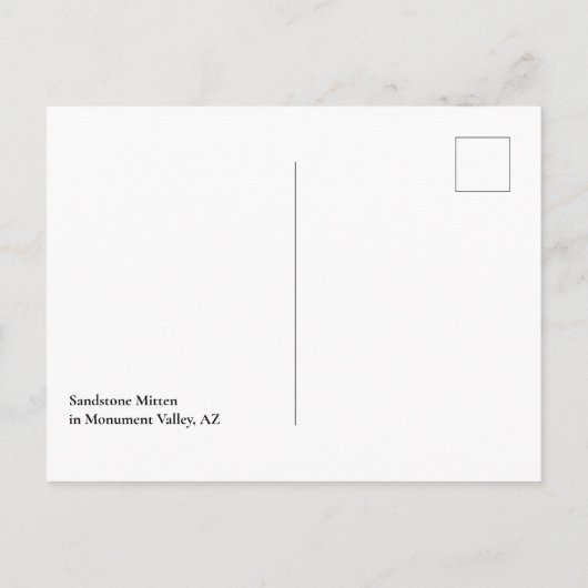Wüste Südwestmonumentales Tal Arizona Postkarte (Rückseite)