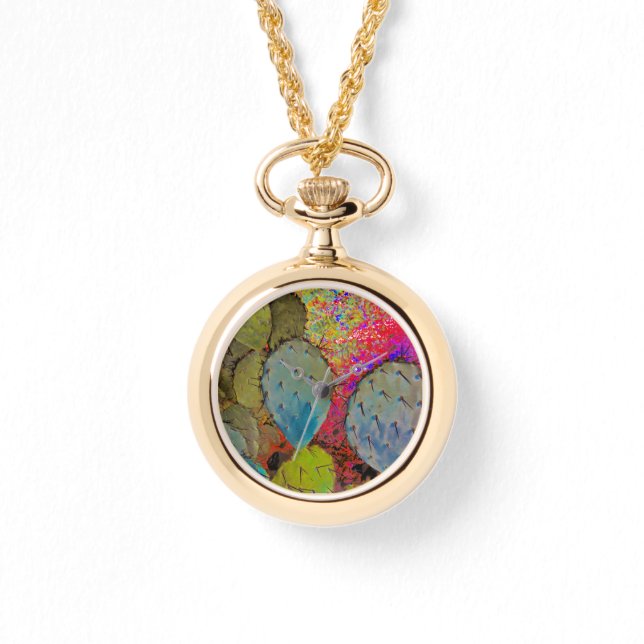 Wüste Südwestsukkulente Kaktus Abstrakt Armbanduhr (Vorderseite)