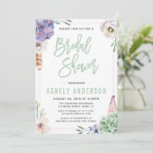 Wüste Sukkulent Boho Bridal Dusche Einladung (Stehend Vorderseite)