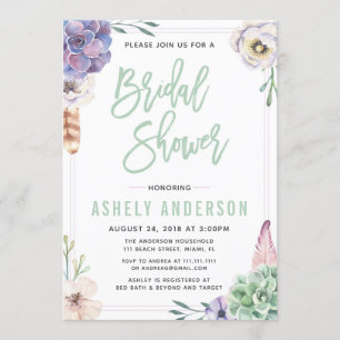 Wüste Sukkulent Boho Bridal Dusche Einladung