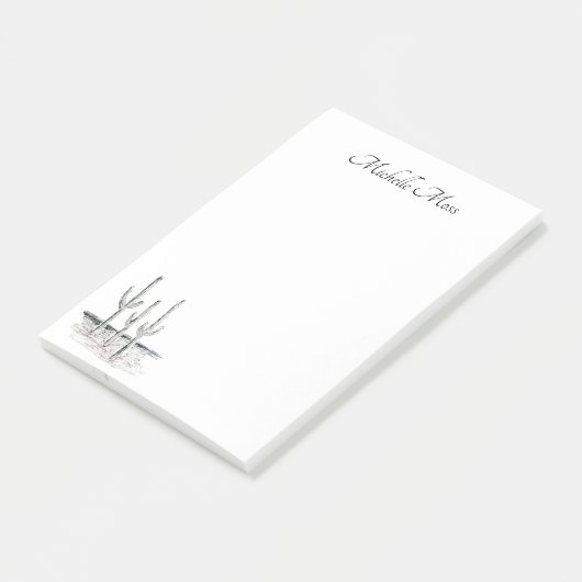 Wüste Sukkulent Simple Cactus Schwarz-weiß Post-it Klebezettel (angewinkelt)