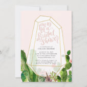 Wüste Sukkulente Brautdusche Einladung - Rosa (Vorderseite)