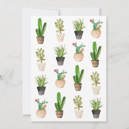 Wüste Sukkulente Brautdusche Einladung - Rosa (Rückseite)