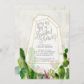 Wüste Sukkulente Brautdusche Einladung - Stein (Vorne/Hinten)