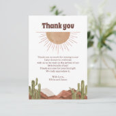 Wüste Sun Danke, Baby Dusche Dankeskarte (Stehend Vorderseite)