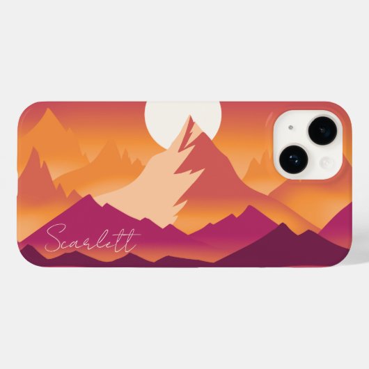 Wüste Sun Mountain Peaks Landschaftsbild Illustrat Case-Mate iPhone Hülle (Rückseite (Horizontal))