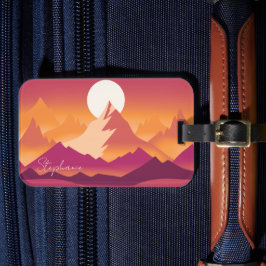 Wüste Sun Mountain Peaks Landschaftsbild Illustrat Gepäckanhänger