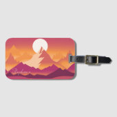 Wüste Sun Mountain Peaks Landschaftsbild Illustrat Gepäckanhänger (Vorderseite (Horizontal))