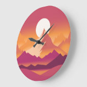 Wüste Sun Mountain Peaks Landschaftsbild Illustrat Große Wanduhr (Winkel)