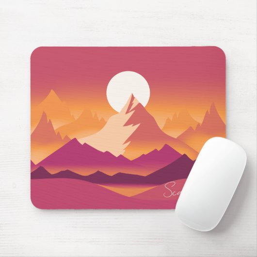 Wüste Sun Mountain Peaks Landschaftsbild Illustrat Mousepad (Mit Mouse)
