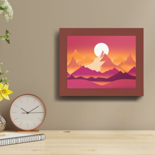 Wüste Sun Mountain Peaks Landschaftsbild Illustrat Poster