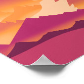 Wüste Sun Mountain Peaks Landschaftsbild Illustrat Poster (Ecke)