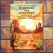 Wüste Sunset and Cactus Southwestern Wedding Einladung
