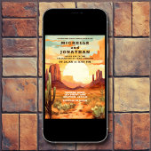 Wüste Sunset and Cactus Southwestern Wedding Einladung