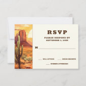 Wüste Sunset and Cactus Southwestern Wedding RSVP Karte (Vorderseite)