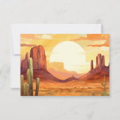 Wüste Sunset and Cactus Southwestern Wedding RSVP Karte (Rückseite)