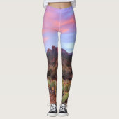 Wüste Sunset Cactus Landschaft Leggings (Vorderseite)