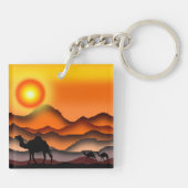 Wüste Sunset Camel Schlüsselanhänger (Rückseite)