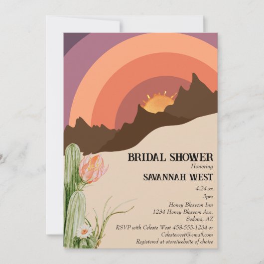 Wüste Sunset Destination Brautparty Einladung (Vorderseite)
