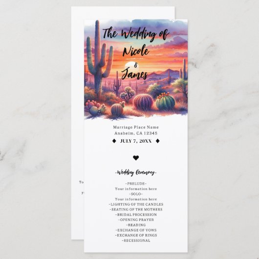 Wüste Sunset Glow Wassercolor Southwestern Program Programm (Vorne/Hinten)