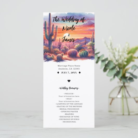 Wüste Sunset Glow Wassercolor Southwestern Program Programm (Stehend Vorderseite)