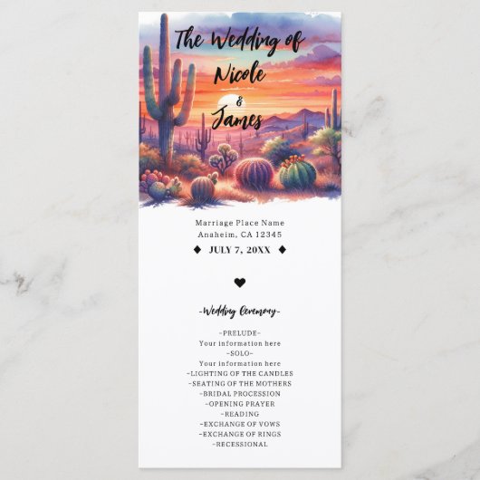 Wüste Sunset Glow Wassercolor Southwestern Program Programm (Vorderseite)