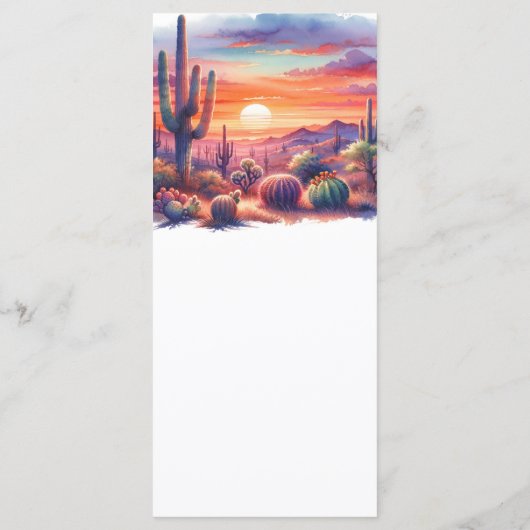 Wüste Sunset Glow Wasserfarbe Southwest Menü Menükarte (Rückseite)