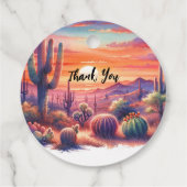 Wüste Sunset Glow Wasserfarbe Südwestliche Hochzei Geschenkanhänger (Rückseite)