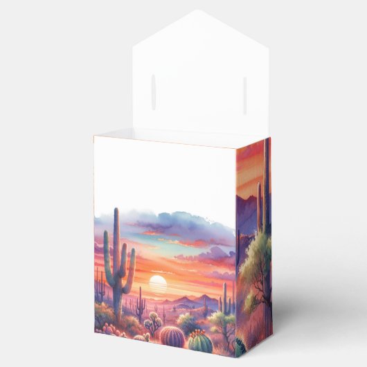 Wüste Sunset Glow Wasserfarbe Südwestliche Hochzei Geschenkschachtel (Geöffnet)