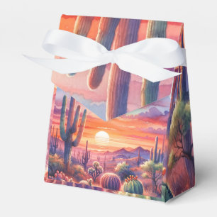 Wüste Sunset Glow Wasserfarbe Südwestliche Hochzei Geschenkschachtel