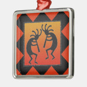 Wüste Sunset Kokopelli Südwestweihnachtbaum Silbernes Ornament (Links)