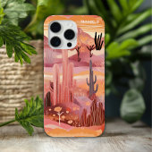 Wüste Sunset Modern Cactus Personalisiert Name Case-Mate iPhone Hülle