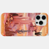 Wüste Sunset Modern Cactus Personalisiert Name Case-Mate iPhone Hülle (Rückseite (Horizontal))