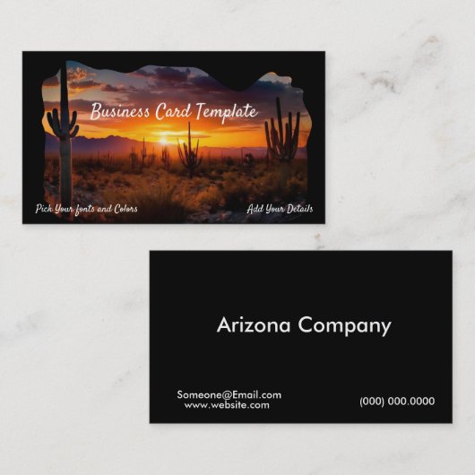 Wüste Sunset Southwestern Arizona Visitenkarte (Vorne/Hinten)