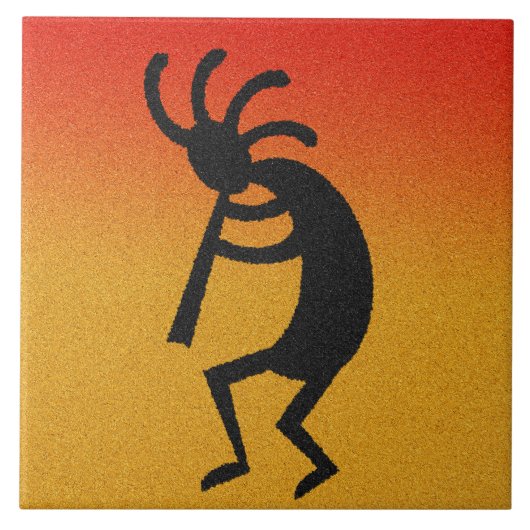 Wüste Sunset Southwestern Kokopelli Keramik Tile Fliese (Vorderseite)