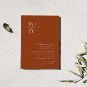 Wüste   Terracotta Monogram Wedding Einladung