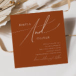 Wüste | Terracotta Square Wedding Einladung<br><div class="desc">Diese Wüste | Terracotta quadratische Hochzeitseinladung ist perfekt für Ihre einfache rustikale Western beige und terracotta Erden Töne Hochzeit. Die ohrenneutrale Boho-Farbpalette ist Vintag im Südwesten mit modernem Retro-Ambiente. Das Drehbuch ist eine delikate minimalistische handgeschriebene Kalligraphie, die ziemlich elegant und romantisch ist. Das Produkt ist bearbeitbar und hat viel Leerraum,...</div>