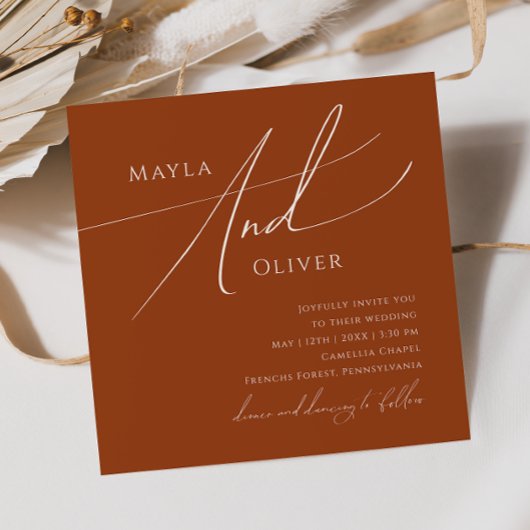 Wüste | Terracotta Square Wedding Einladung