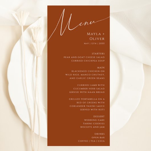 Wüste | Terracotta Wedding Dinner Menu Menükarte