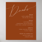 Wüste | Terracotta Wedding Drinks Menu Poster (Vorne)