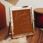 Wüste | Terracotta Wedding Drinks Menu Poster<br><div class="desc">Diese Wüste | Terracotta Hochzeitsgetränke Menü Poster ist perfekt für Ihre einfache rustikale Western Beige und Terracotta Erde Töne Hochzeit. Die ohrenneutrale Boho-Farbpalette ist Vintag im Südwesten mit modernem Retro-Ambiente. Das Drehbuch ist eine delikate minimalistische handgeschriebene Kalligraphie, die ziemlich elegant und romantisch ist. Das Produkt ist bearbeitbar und hat viel...</div>