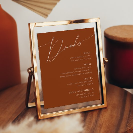 Wüste | Terracotta Wedding Drinks Menu Poster