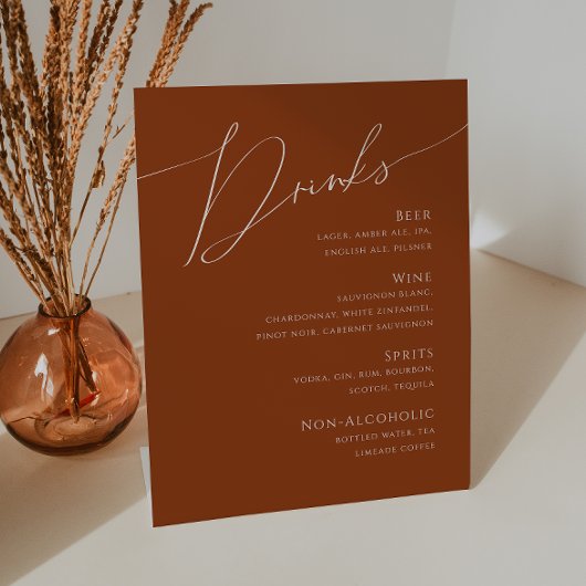 Wüste | Terracotta Wedding Drinks Menu Sockelschild