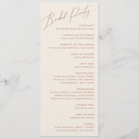 Wüste | Terracotta Wedding Program Programm (Rückseite)