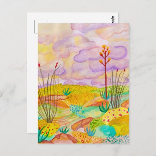 Wüste Träume Wasserfarbe New Mexico CUSTOM Postkarte (Vorne/Hinten)
