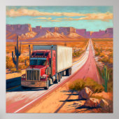 Wüste Trucking - Malerische Fahrzeugkunst Poster (Vorne)