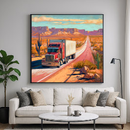 Wüste Trucking - Malerische Fahrzeugkunst Poster