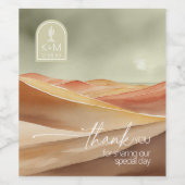 Wüste Vibes Landscape Wedding Danke, ID1019 Weinetikett (Einzelnes Label)