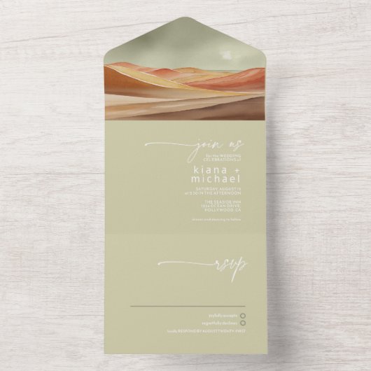 Wüste Vibes Landscape Wedding ID1019 All In One Einladung (Innen Boden)