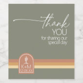 Wüste Vibes Wedding Dankeschön Stripe Sage ID1019 Weinetikett (Einzelnes Label)